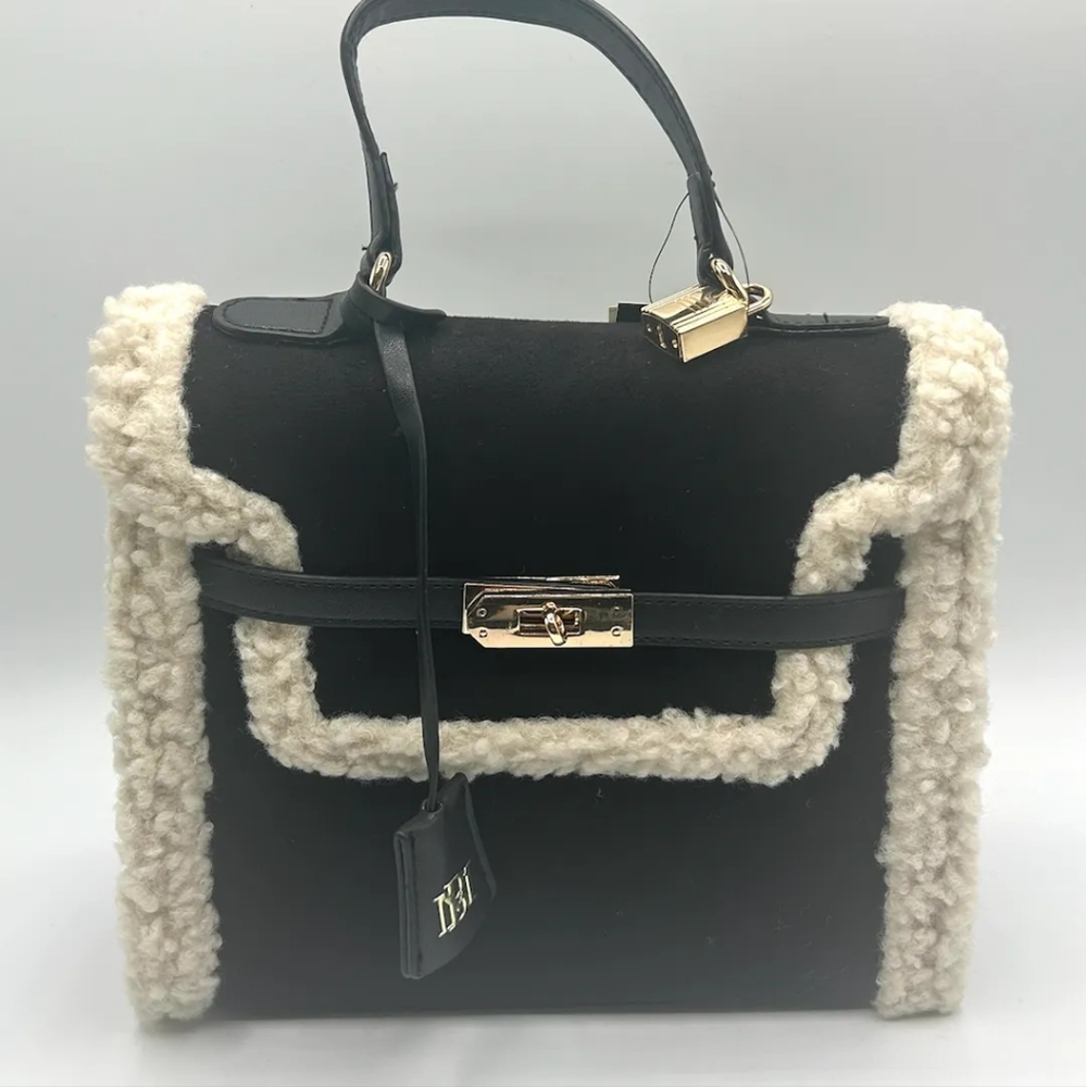 Badgley Mischka Black and Cream Satchel
